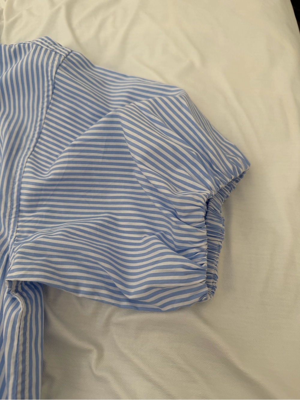 J. Crew Light Blue and White Stripe Short-Sleeve Button-Down Shirt - Picture 3 of 4